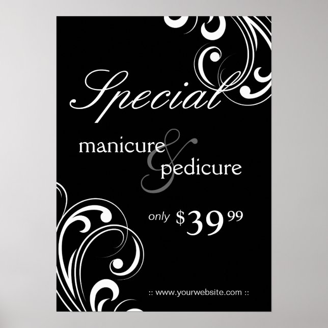 Salon Poster Wellness-Center Black & White Wirbel (Vorne)