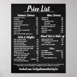 Salon Price LIst Poster