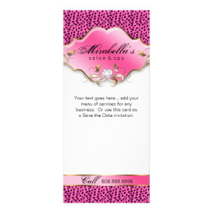 Salon Rack Card Schmuck Pink Gold Leopard Wellness Werbekarte