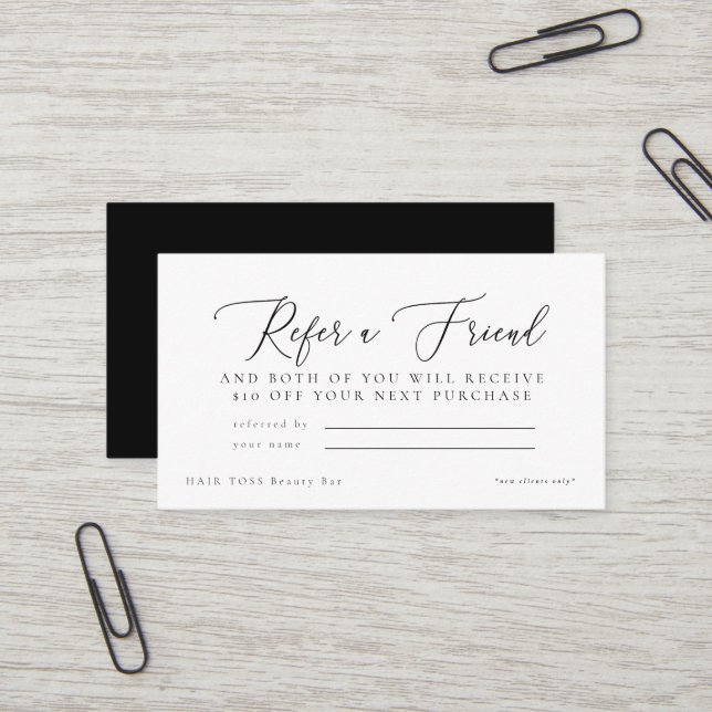 Salon Refer a Friend Discount Visitenkarte (Vorderseite/Rückseite Beispiel)