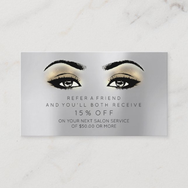 Salon Referenzielle Kartenlaschen Makeup Gold Silv Empfehlungskarte (Vorderseite)