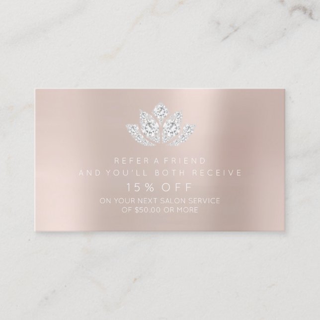 Salon Referenzkarte Blush Powder Button Diamond Lo Empfehlungskarte (Vorderseite)