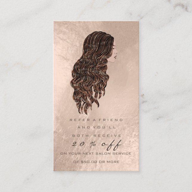 Salon Referenzkarte Kupfer Makeup Lash Friseur Empfehlungskarte (Vorderseite)