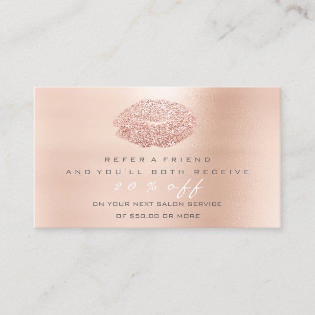 Salon Referenzkarte Makeup Rose Gray Lip Empfehlungskarte (Vorderseite)