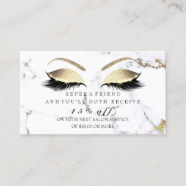Salon Referrer Card Marble Gold Eyes Lashes Empfehlungskarte