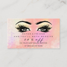 Salon Referrkarte Peach Makeup Lashes Erweiterung Empfehlungskarte