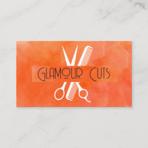 Salon Schere Kamm Logo   Wasserfarbe Textur  Visitenkarte