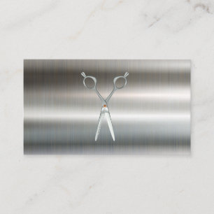 Salon Scissors Barber Metallisch Visitenkarte