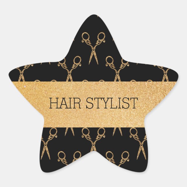 Salon Shears Glitzer Hair Stylist Stern-Aufkleber (Vorderseite)
