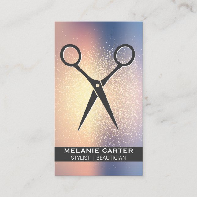 Salon Shears | Hintergrund für die Glitzer-Mischun Visitenkarte (Vorderseite)