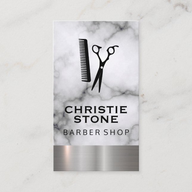 Salon Shears Marble Metal Trial Visitenkarte (Vorderseite)