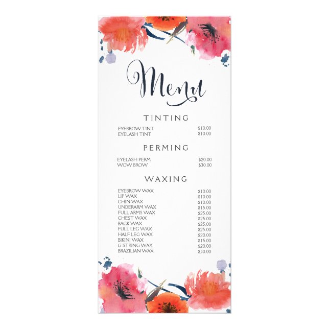 Salon Spa à ongles de cheveux Beauticier Menu Tari (Devant)