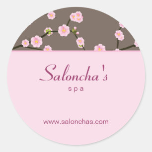 Salon-Spa-Blumen-Kirschblüten-Aufkleber rosa Runder Aufkleber