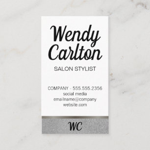 Salon Stylist / Moderner Glamour Glitzer / Monogra Visitenkarte