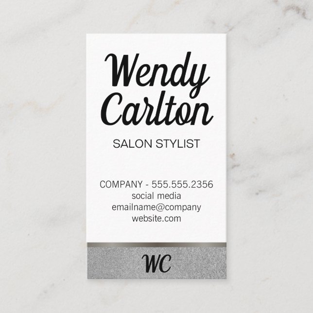 Salon Stylist / Moderner Glamour Glitzer / Monogra Visitenkarte (Vorderseite)