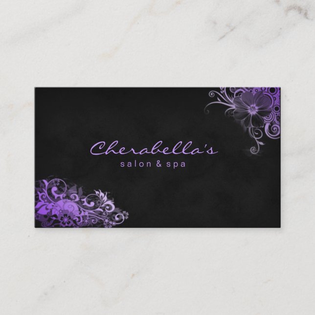 Salon tendance Spa Floral Carte de visite violet  (Devant)