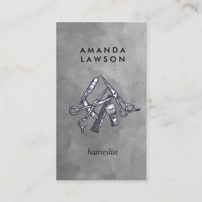 Salon Tools Watercolor Business Card Visitenkarte (Vorderseite)