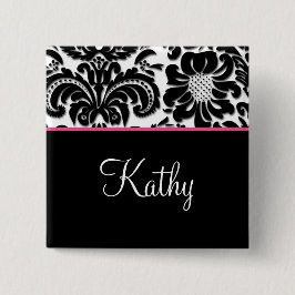 Salon Wellness-Center Damask Name Tag Taste Brooch Button