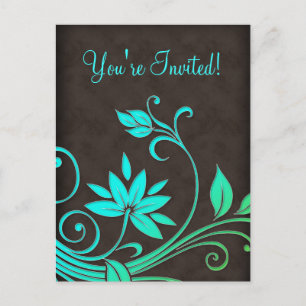 Salon Wellness-Center Floral Postcard Einladung BG