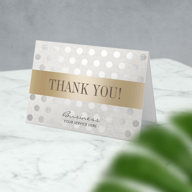 Salon Wellness-Center Gold & Silver Dots Business  Dankeskarte (Von Creator hochgeladen)