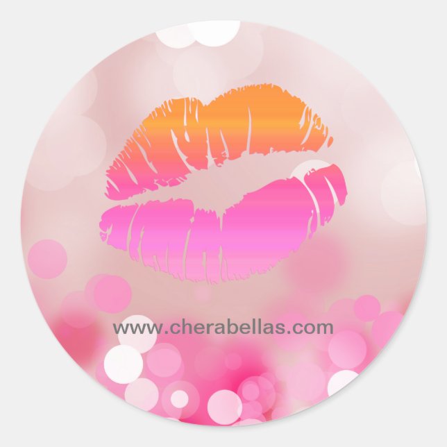 Salon Wellness-Center Schönheitsticker Rosa Lippen Runder Aufkleber (Vorderseite)