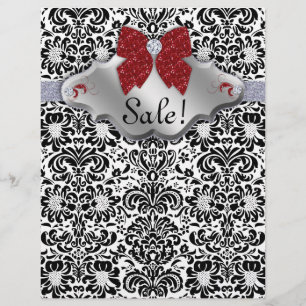 SALON Wellness-Center Xmas Flyer Floral Damask Red