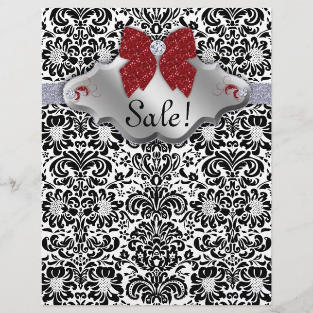 SALON Wellness-Center Xmas Flyer Floral Damask Red (Vorne)