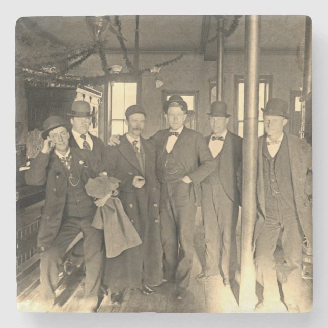 Saloon Bar Interior Men Man Cave 1890er Foto Pub Steinuntersetzer (Vorderseite)