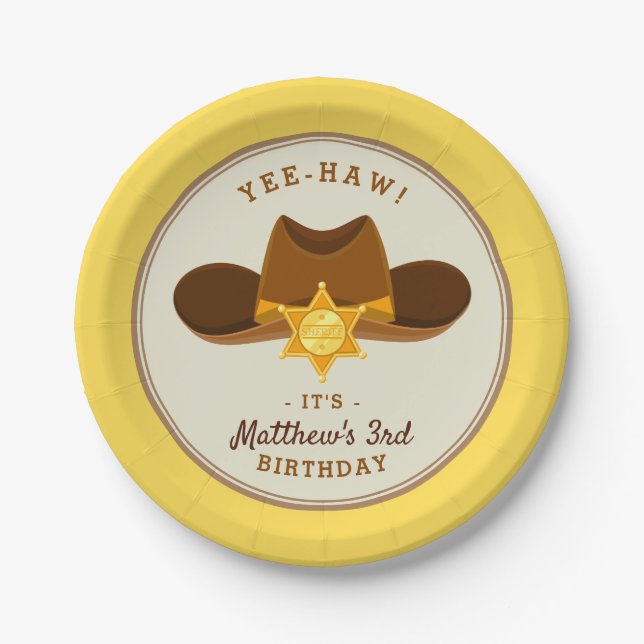 Saloon Birthday Wild West Party Boys Cowboy Theme Pappteller (Vorderseite)
