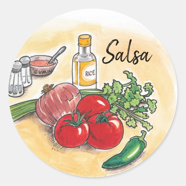 Salsa Ball Canning Label Runder Aufkleber (Vorderseite)