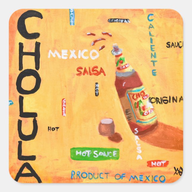 Salsa Caliente Quadratischer Aufkleber (Vorderseite)