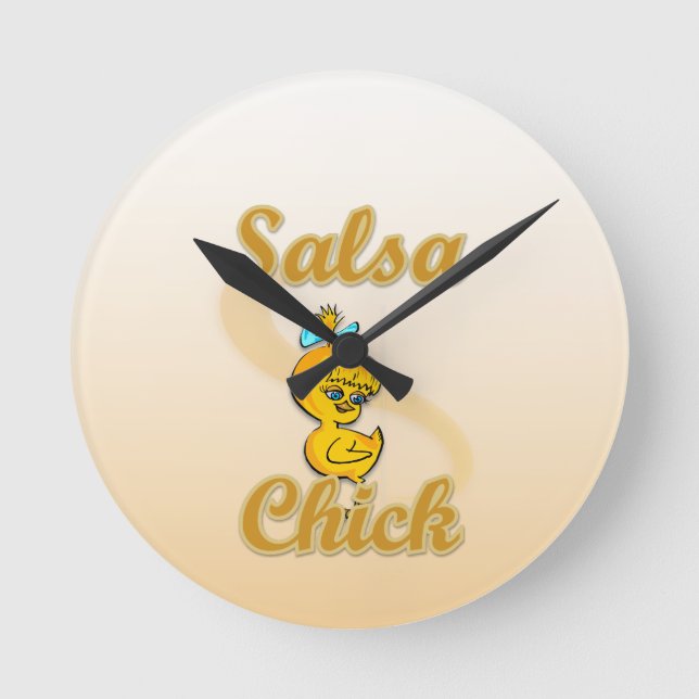 Salsa Chick Runde Wanduhr (Vorderseite)