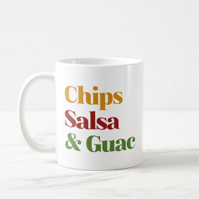 Salsa Chips und Guac Kaffeetasse (Links)