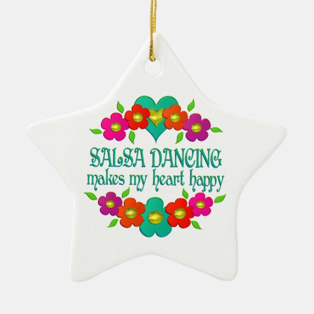 Salsa Dancing Heart Happy Keramik Ornament (Vorne)