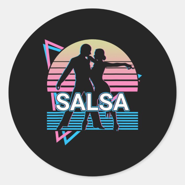 Salsa Dancing Salsa Dancer Retro Runder Aufkleber (Vorderseite)