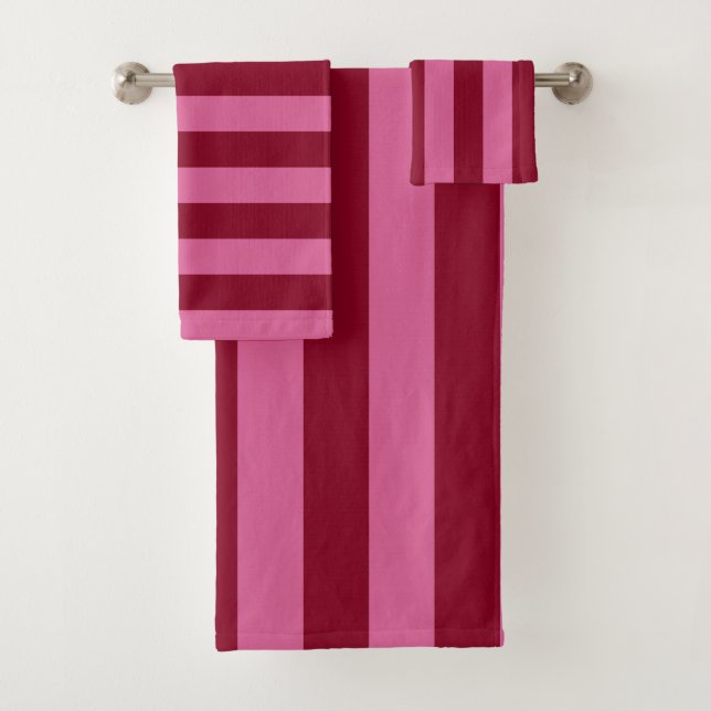 Salsa Flamingo Pink Stripe Badhandtuch Set (Insitu)