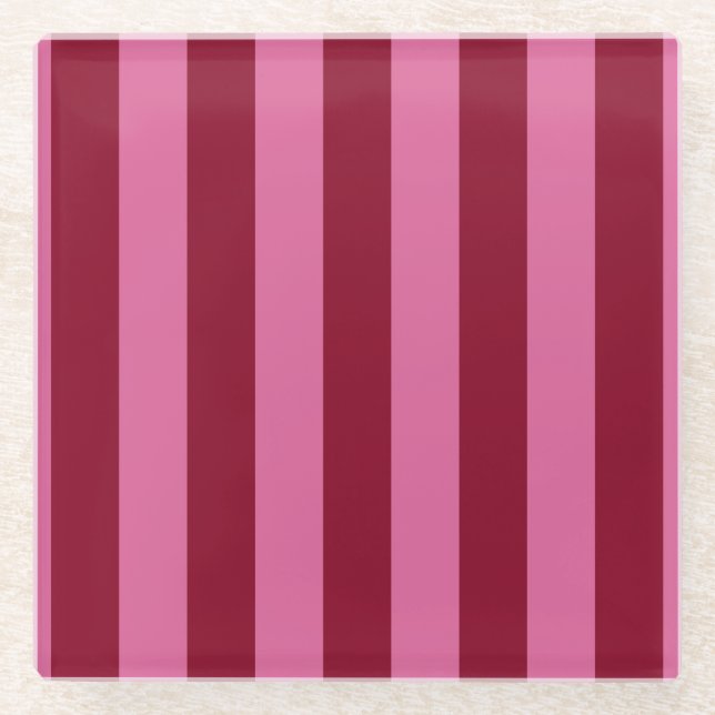 Salsa Flamingo Pink Stripe Glasuntersetzer (Vorderseite)