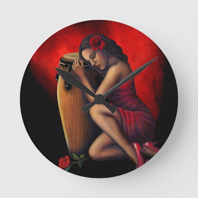 Salsa Heartbeat Runde Wanduhr (Vorderseite)