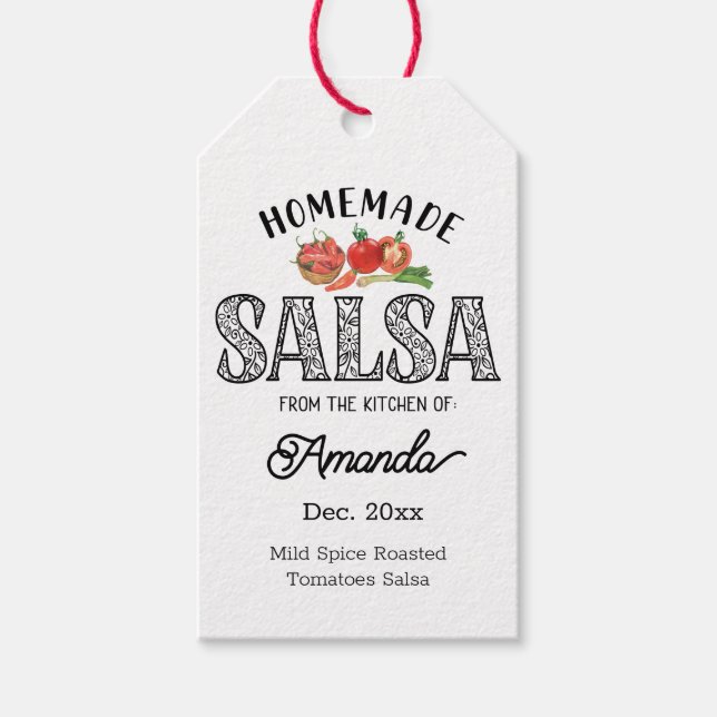 Salsa Homemade aus der Küche des Namens Jar Geschenkanhänger (Vorderseite)