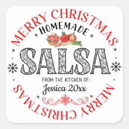 Salsa Homemade frohe Weihnachten aus Küche von Quadratischer Aufkleber