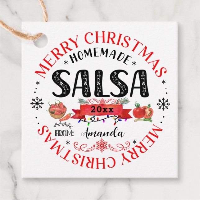 Salsa Homemade Frohe Weihnachtsname Jar Geschenkanhänger (Vorderseite)
