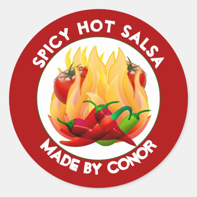 Salsa Hot Flames 3" Circle Classic Round Sticker (Vorderseite)