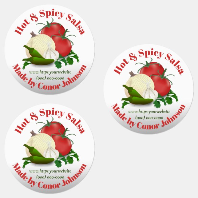 Salsa Hot & Spicy 1,5" Circle Food Label Etiketten (Gruppe)