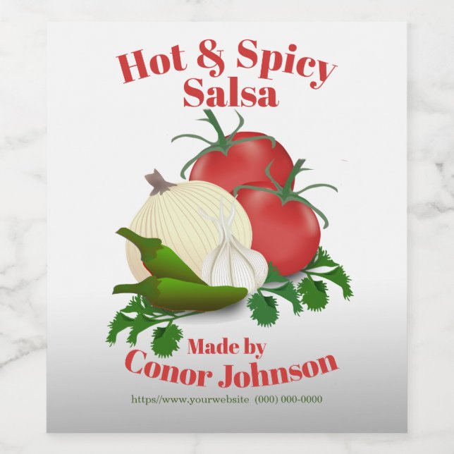 Salsa Hot & Spicy 3,5" x 4" Lebensmitteletikett Weinetikett (Einzelnes Label)