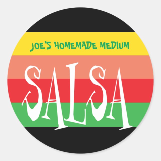 Salsa Jar mit lustigen bunten Streifen Runder Aufkleber (Vorderseite)