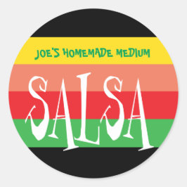Salsa Jar mit lustigen bunten Streifen Runder Aufkleber