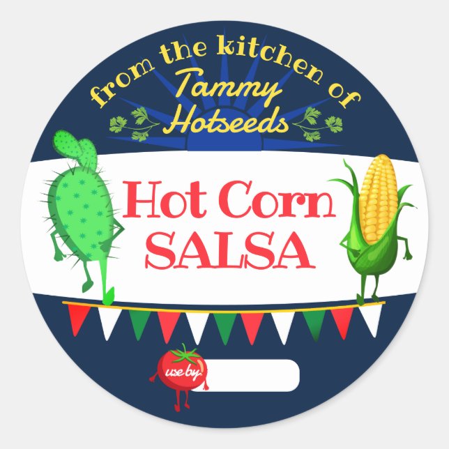 Salsa-Kaktus-Maistomate, hausgemacht durch Konserv Runder Aufkleber (Vorderseite)