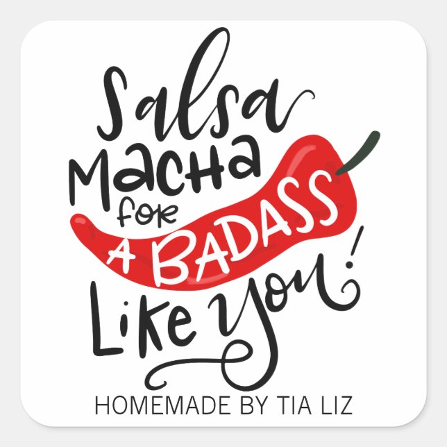 Salsa Macha écrit à la main étiquette de nourritur (Devant)