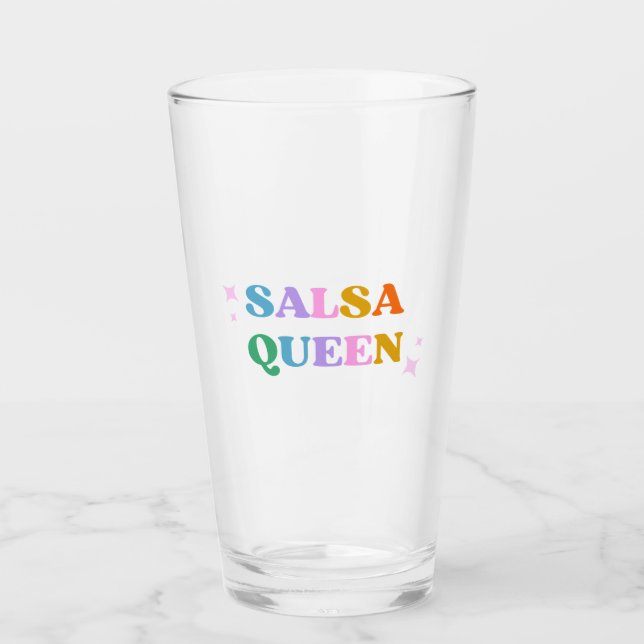 Salsa Queen typography bunt Retro modern Glas (Vorderseite)