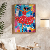 Salsa-Tänzerin Rotes Kleid Abstrakte Wandkunst